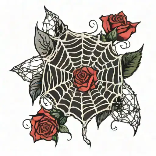 Jerry Like The Name Carved Into A Spiderweb With A Web String Coming Down Connected With Rose Pedals