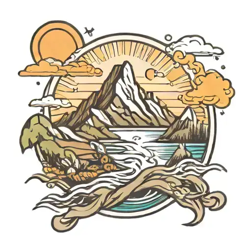 Run Mountain Water Sun Rising