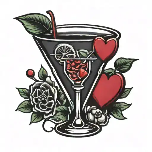 Love Heart And Cocktail Glass