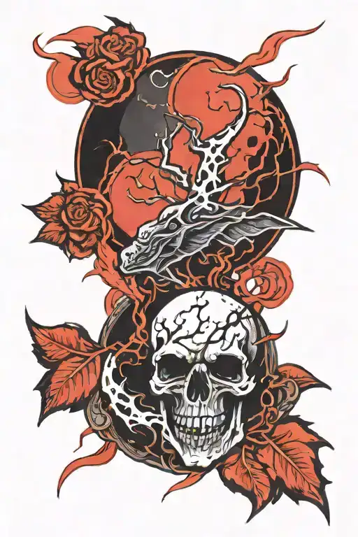 Red Moon And Lightning Striking