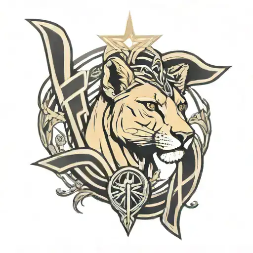 Lioness Ankh Symbol Intertwined