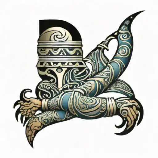 Egyptian Arm Sleeve Waves Lighting Annihiliation Sea