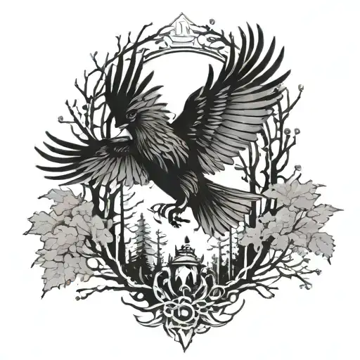 Forest And Raven From Above