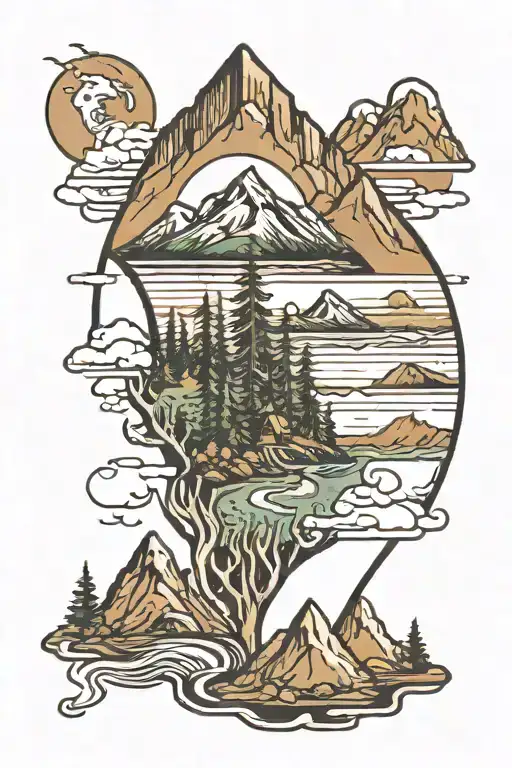Outdoor Wilderness Scene With Mountains Across