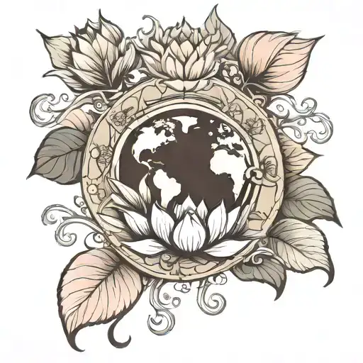 Earth With Lotus Flower And Lotus Leaf Morphing