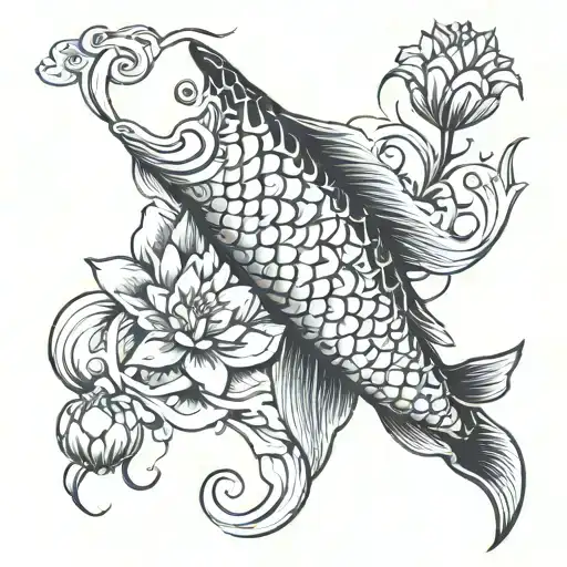 Koi Fish Lotus Flowers Temple