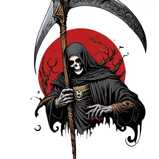 Grim Reaper Holding Scythe Upper Arm