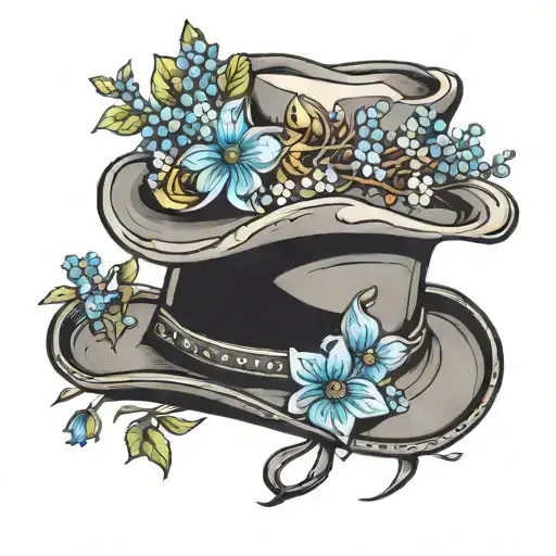 Cow Boy Hat With Forget Me Not Flowers