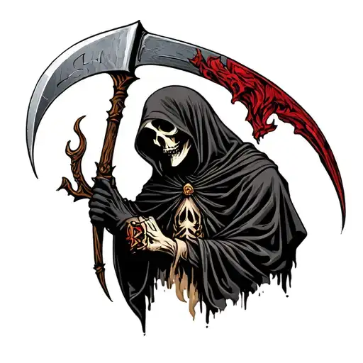 Grim Reaper Holding Scythe Upper Arm