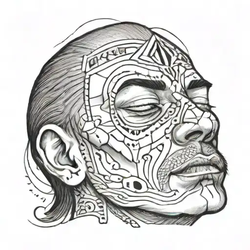 One Eye Closed Sad Man Forehead Has A Diamond