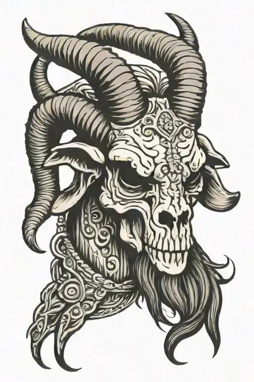 Skull Billy Goat With Long Horns