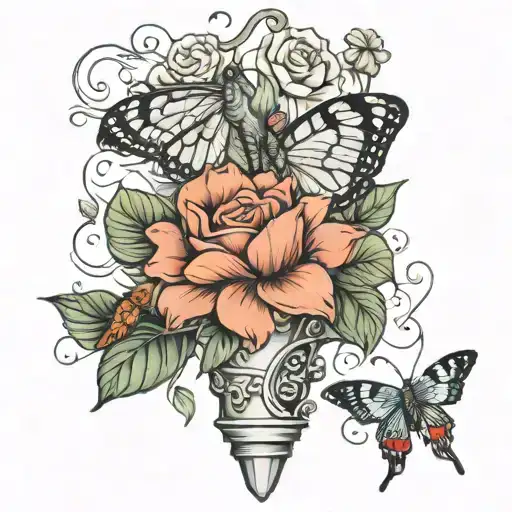 Flower Sleeve With A Moth Perched