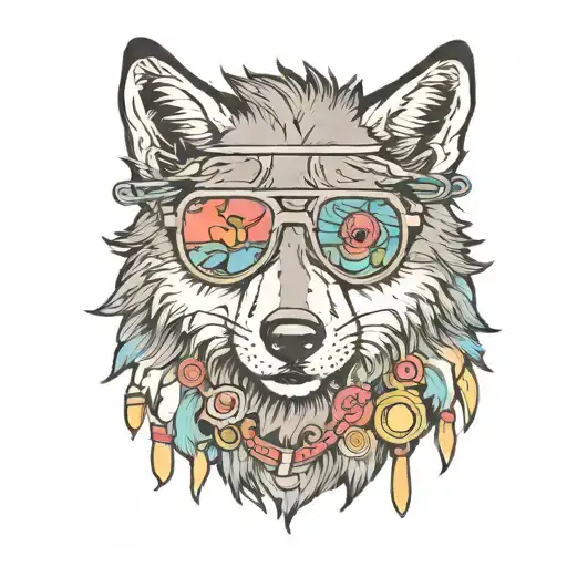 Wolf Wearing 80S Sunglasses