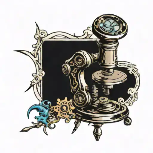 Microscope Surrounded By Dna