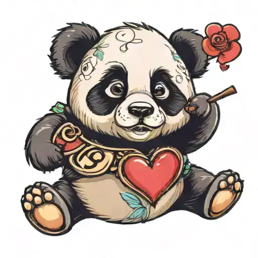 A Panda Holding A Heart With The Words 'Love You Baby' In A Whimsical Font