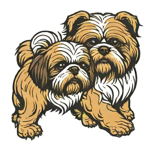 Bear And Shih Tzu Hugging Each Other