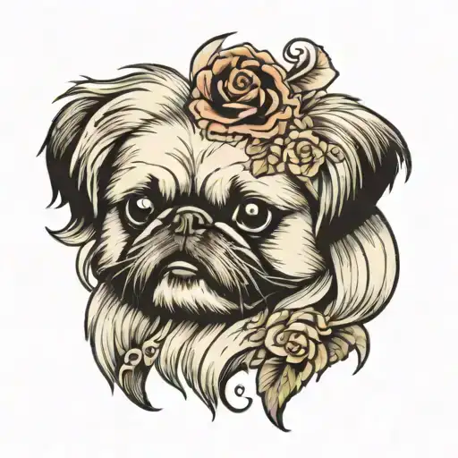 A Pekingese Dog Portrait Tattoo That Passed Away