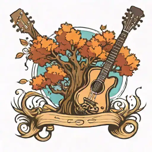 Guitar And Tree Growing