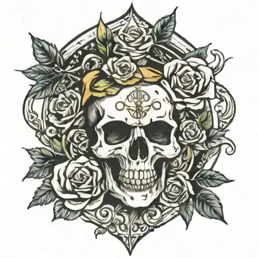 Skull Roses Hourglass
