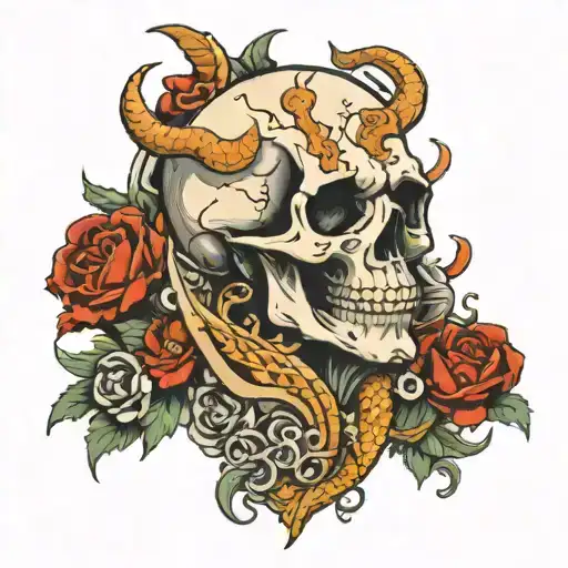 Skull With Dragon Inside Shooting Out Money