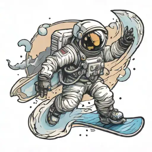 Astronaut Snowboarding Through Space