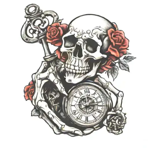Skeleton Hand Holding A Pocket Watch