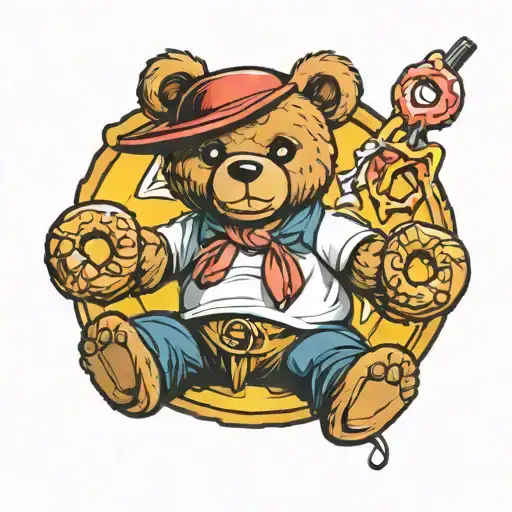 Gangster Teddy Bear With A Donut