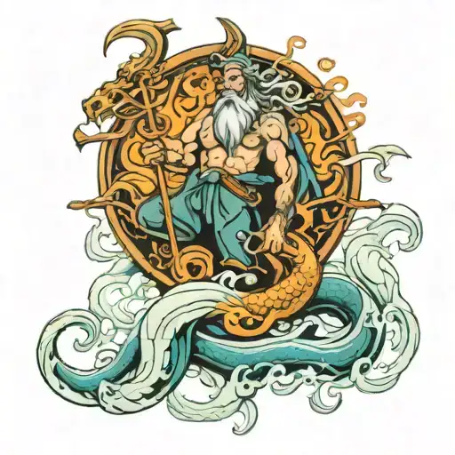 Poseidon With Kraken