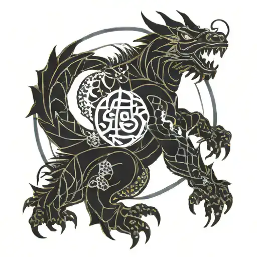 Astronaut Photographer Geometric Line Japanese Dragon Tattoo Idea With Japanese Symbols