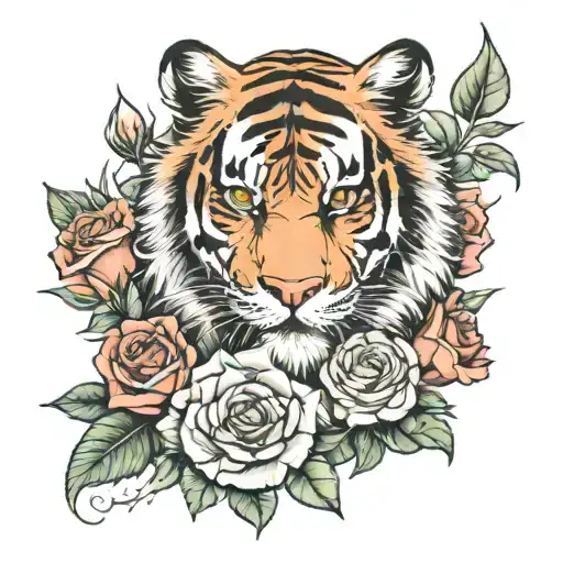 Angree Tiger And Roses Wrapped