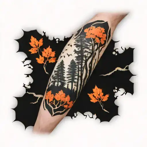 Negative Space Forest On Forearm