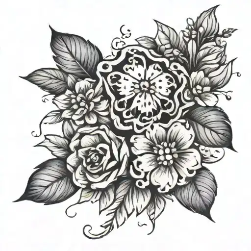 Dog Paw Print With Viny Flowers Wrapped Around Forearm