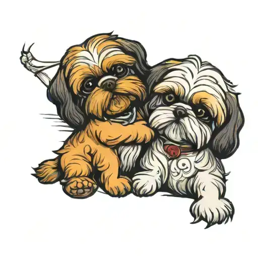 Bear Shih Tzu Hugging Each Other