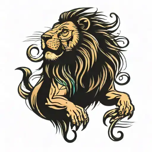 Tattoo Of A Lion And The Word Llaser