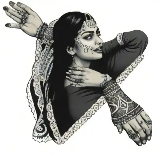 Desi Girl With Henna On Her Hands In A Saree