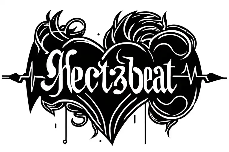 Name Heartbeat Line Tattoo Design