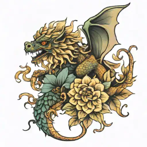 Dahlias And Dragon