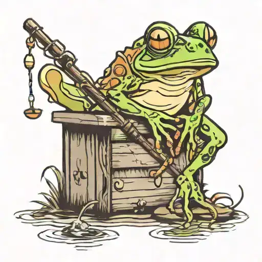 Frog Fishing On A Dock