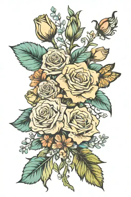 6 Different Flowers In A Bouquet With The Stem Saying My Last Name Di Prima