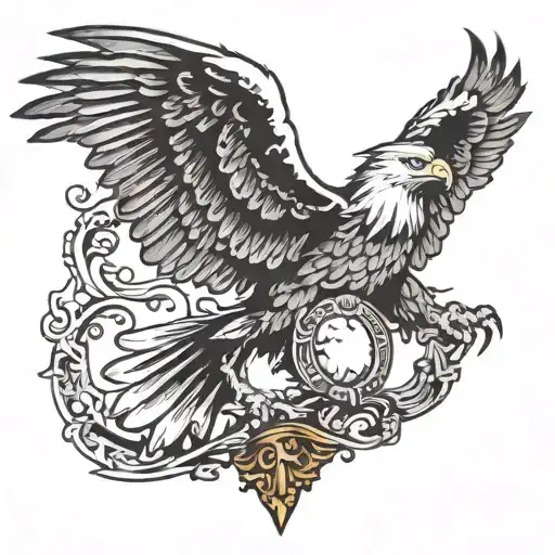 I Wanted An Eagle Holding A Mirror With A Bull's Horn