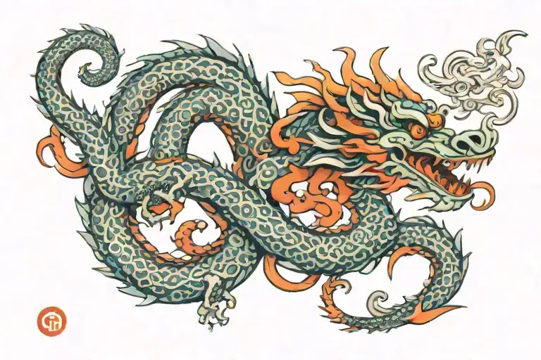 Dragon Shaped Like Om Wrap Around A Tridon