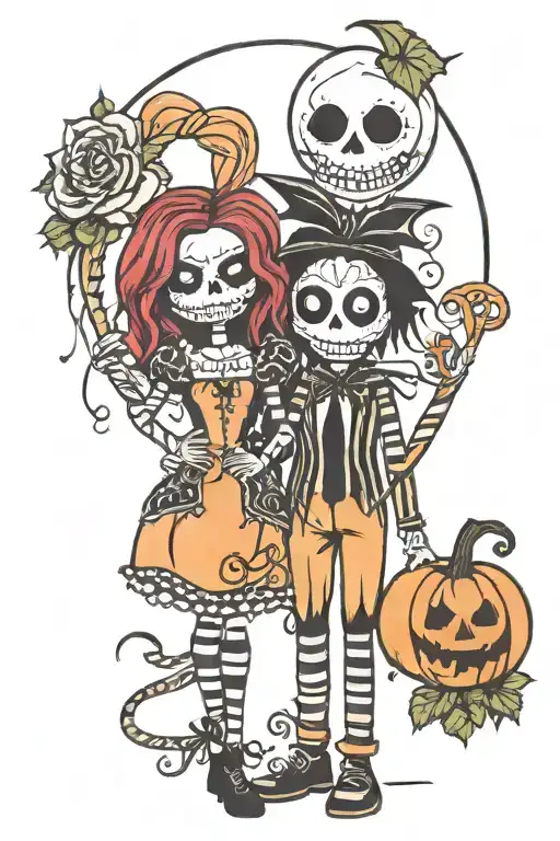 Jack The Pumpkin King & Sally The Rag Doll Holding