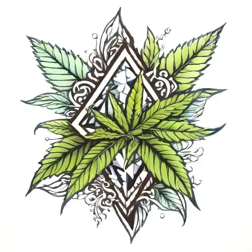 Diamond And Marijuana Leaves