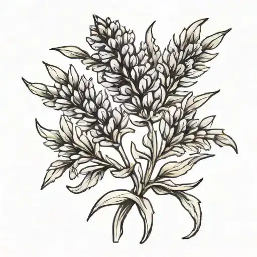 Single Lavender Stem With A Black Outline