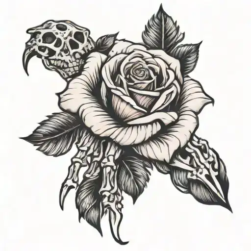 Rose With Hand Skeleton