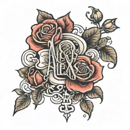 Sketch The Name Alexis With A Rose
