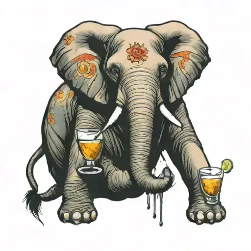 Elephant Drinking Martini