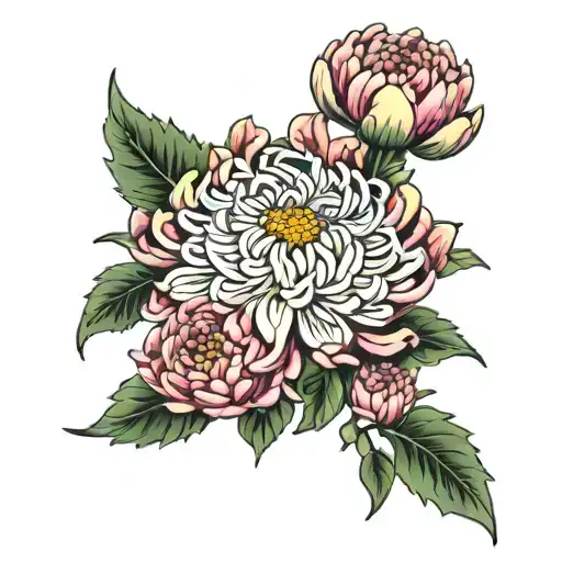 Chrysanthemum Floral Tattoo Design