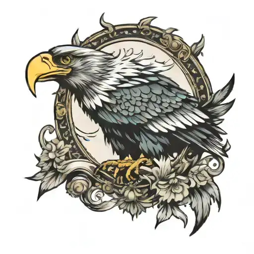 I Wanted An Eagle Holding A Mirror With A Bull's Horn