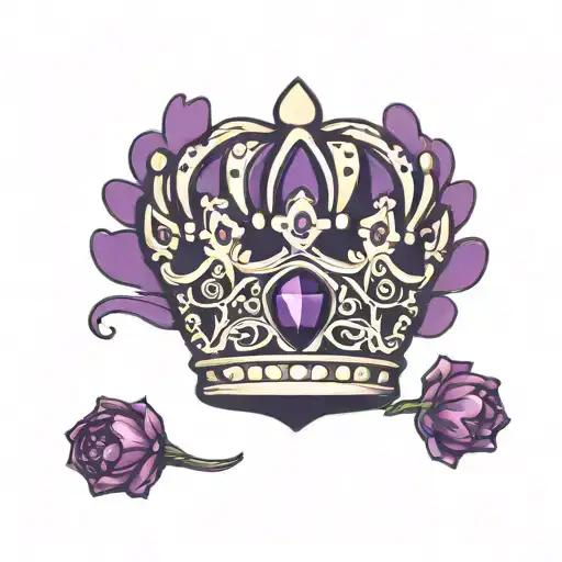 Small Crown On The Lower Back With Purple Elements